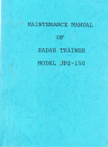 Maintenance Manual of Radar Trainer Model JPZ-150