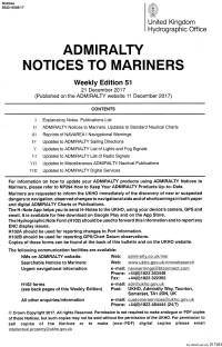 ADMIRALTY NOTICES TO MARINERS WEEKLY EDITION 51