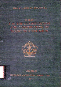 Rules for The Classification and Construction of Seagoing Steel Ship Volume  III