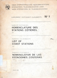 Supplement No. 1 to the 15th Edition of the List of Coast Stations