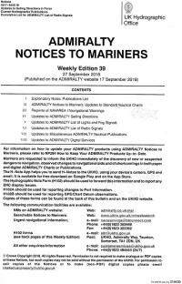 Admiralty Notices to Mariners Weekly Edition 39