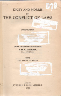 DICEY AND MORRIS ON THE CONFLICT OF LAWS